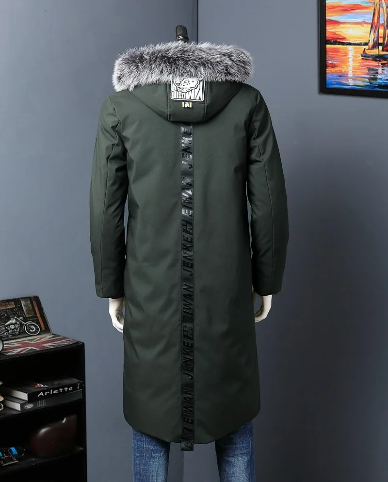 Мужская зимняя куртка на белом утином пуху с меховым воротником мужской толстый