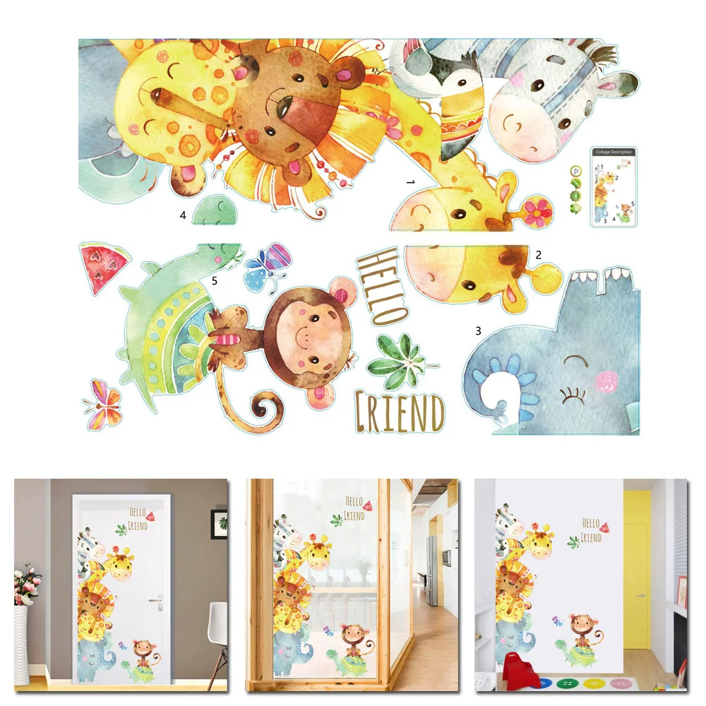 Милый мультфильм Животные передвижная стена из пвх художественная наклейка DIY
