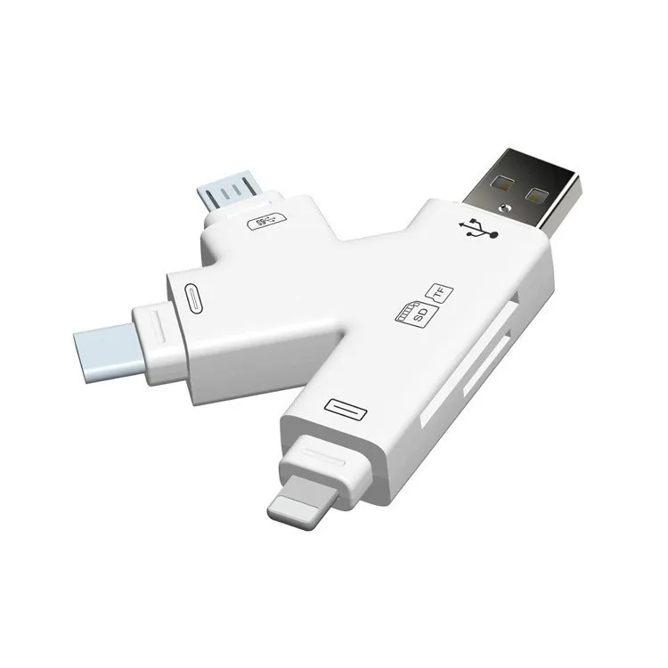Все в 1 4в1 Micro usb type C TF SD считыватель карт OTG адаптер для iPhone XS MAX XR 5 6 7 8 Plus iOS 12 Macbook
