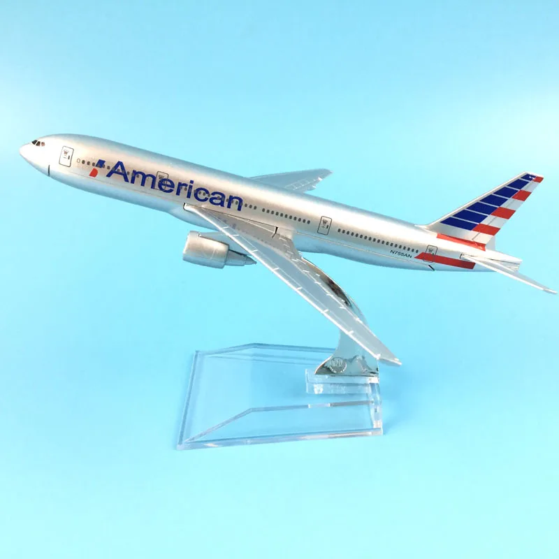 Модель самолета 16 см модель американского Боинг 777 из литого металла 1:400