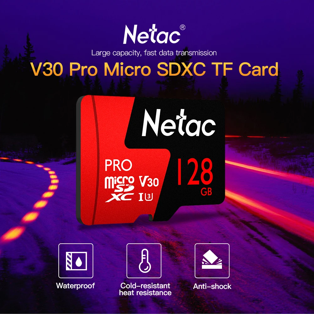 100% высококачественная карта памяти Netac 256 гб Pro Micro SDXC TF V30/UHS I U3 с высокой скоростью