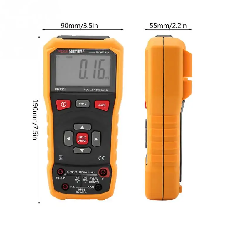 Цифровой калибровщик PEAKMETER PM7221 цифровой постоянного напряжения 0-10 в 0-24 мА тестер