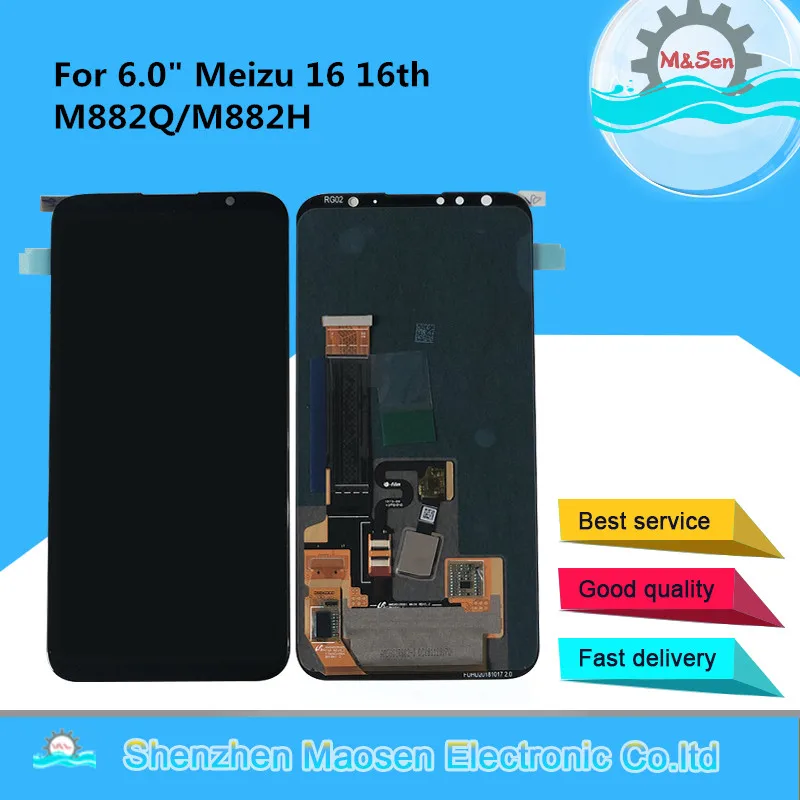 6 0 &quotОригинальный ЖК экран M &amp Sen для Meizu 16 16th M882Q Super AMOLED дисплей с сенсорной