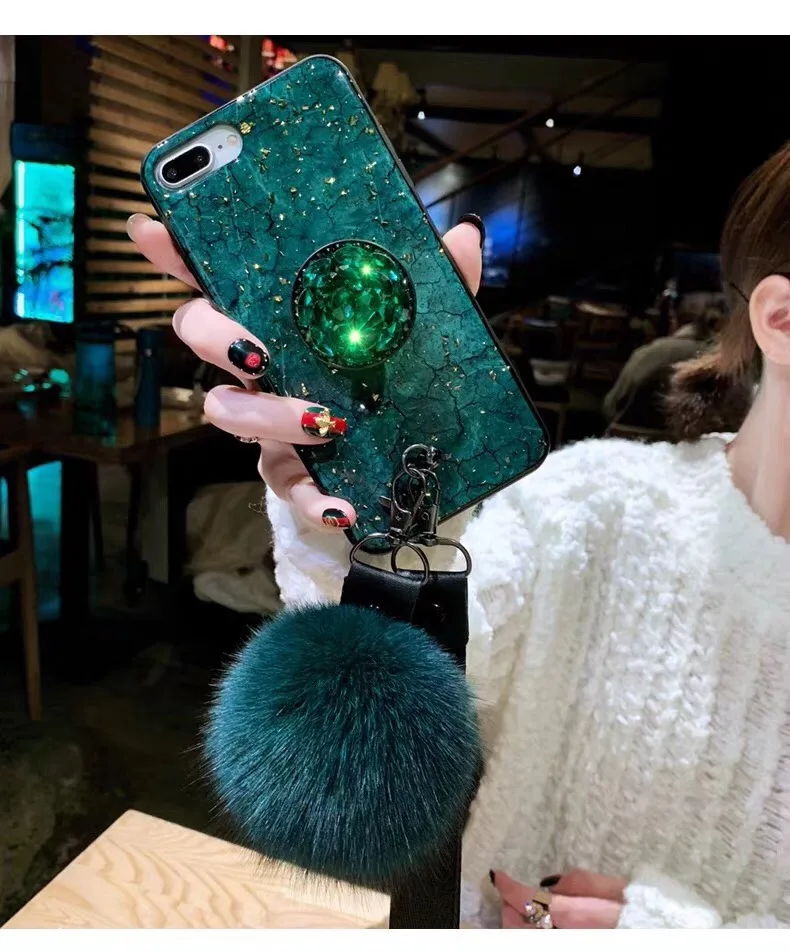 Горячая Алмазная цепочка помпон меховой шар чехол Капа для Samsung Galaxy Note 9 8 S8 S9 S10 Plus
