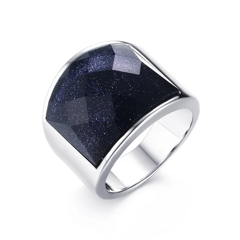 Vintage Mens Engagement Rings Stainless Steel Big Blue Stone for Men Fashion Male Jewelry anel masculino | Украшения и аксессуары