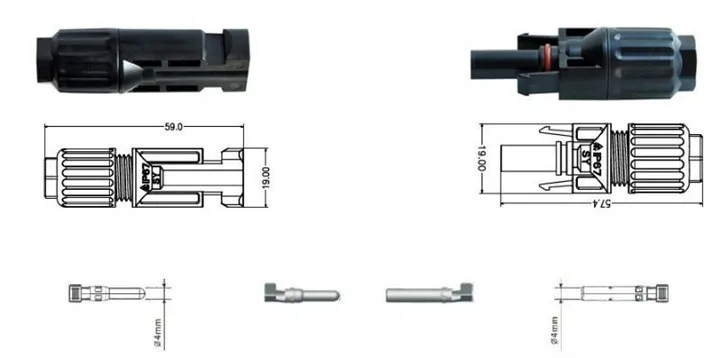 

100 Paires MC4 Solar Connector Male Female Set PV Cable Wire 30A IP67