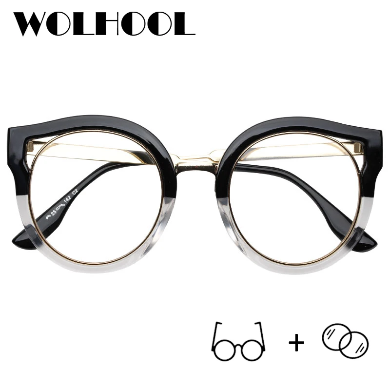 Ретро Круглый дизайнерские очки кошачий глаз модные фотохромные Рецептурные для