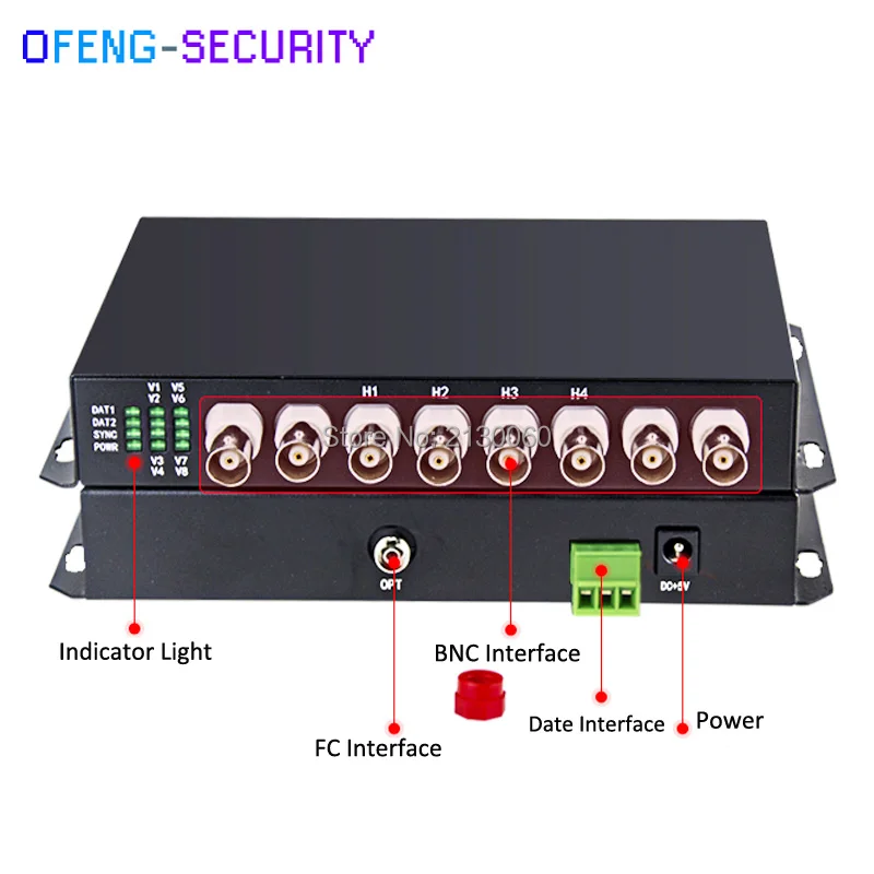 1 Pair 8CH AHD/CVI Video+1CH RS485 data video digital optical converter SM single fiber FC port 20KM Fiber Optical Extender |