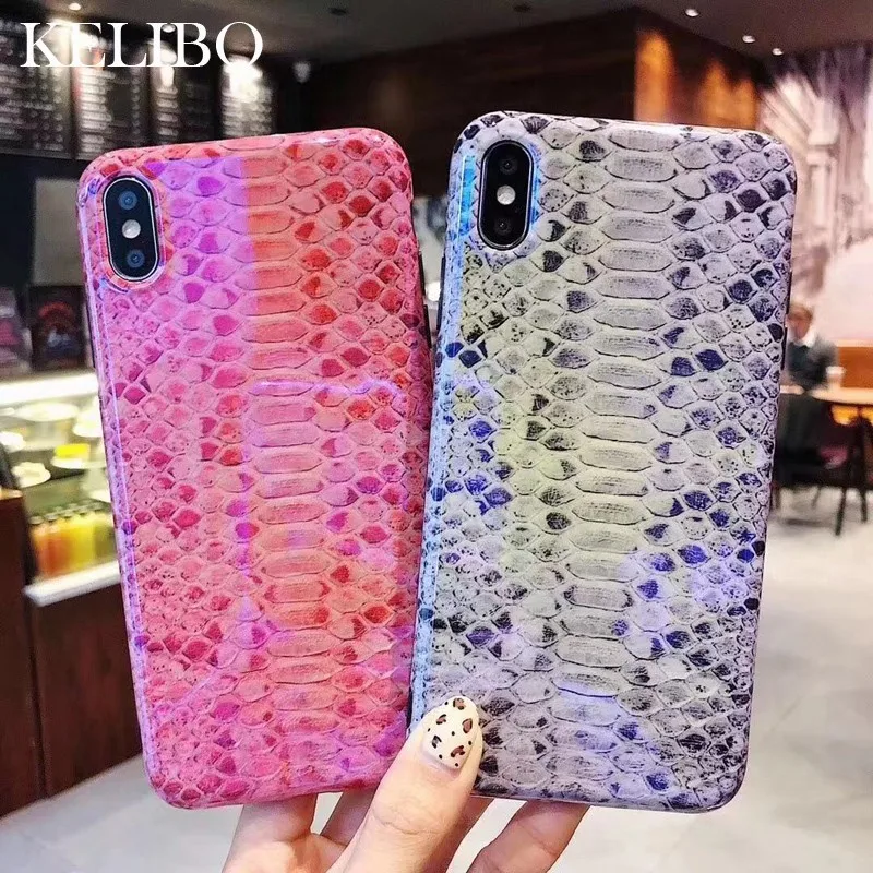 Винтажный чехол для телефона из змеиной кожи iphone XS Max синий свет ТПУ + ПК чехлы X XR 6