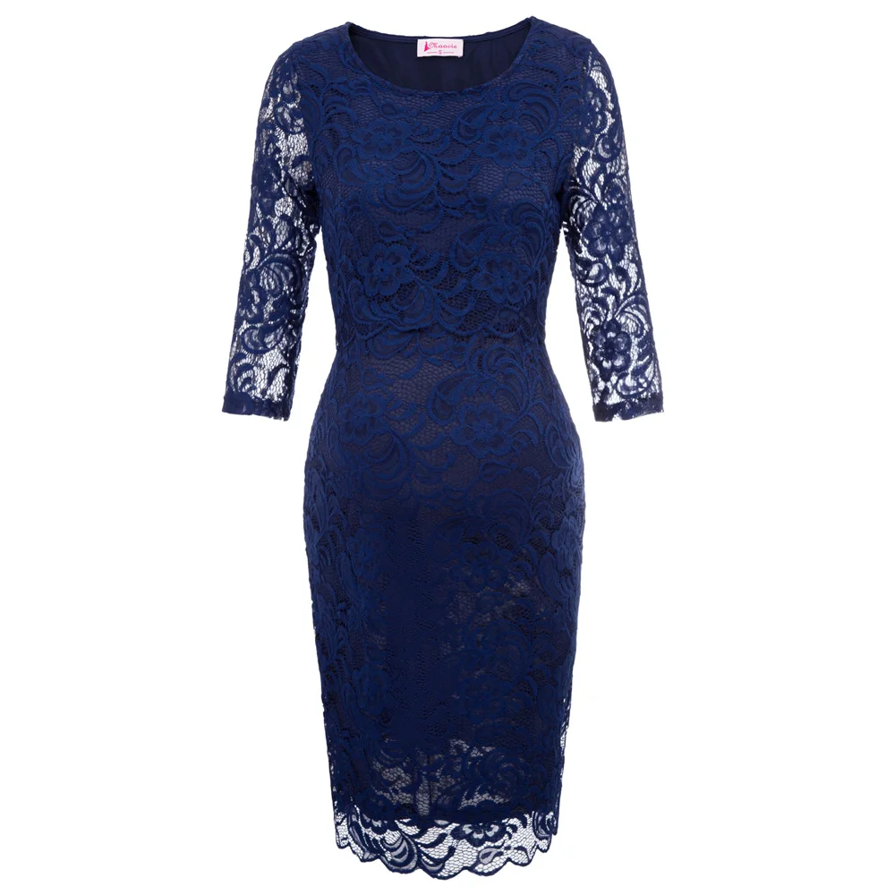 Модные женские платья для беременных с рукавом 3/4 кружевное платье круглым