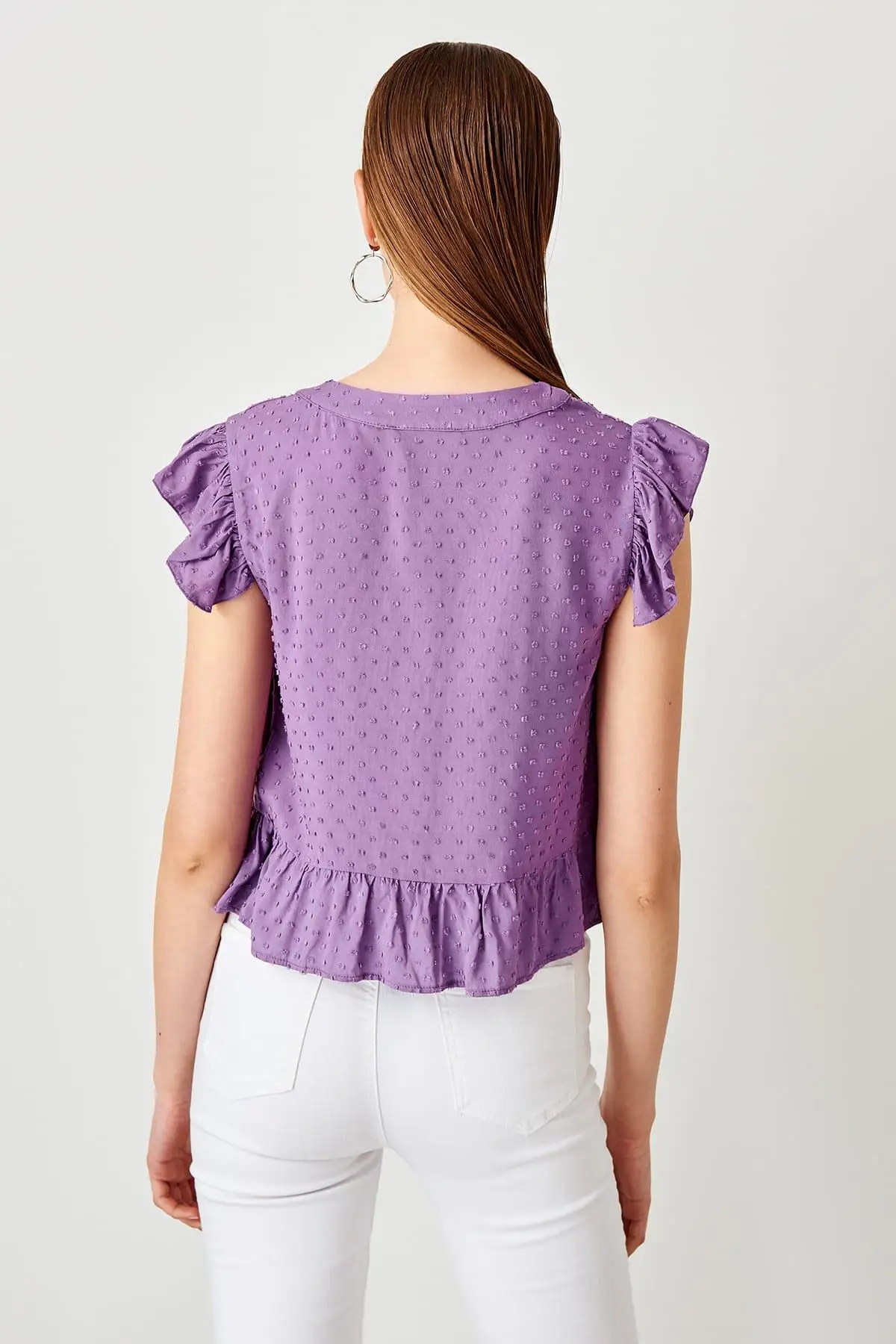 Trendyol Фиолетовая рубашка с оборками TWOSS19XM0129 |