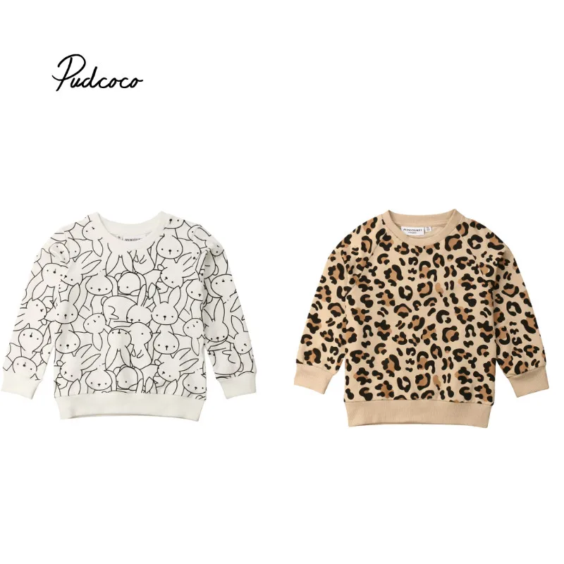 

Fashion Bunny Leopard Print Top T-shirt Sweatshirts Winter Spring for Baby boy Girl Children Clothes Kid Toddler Clothing