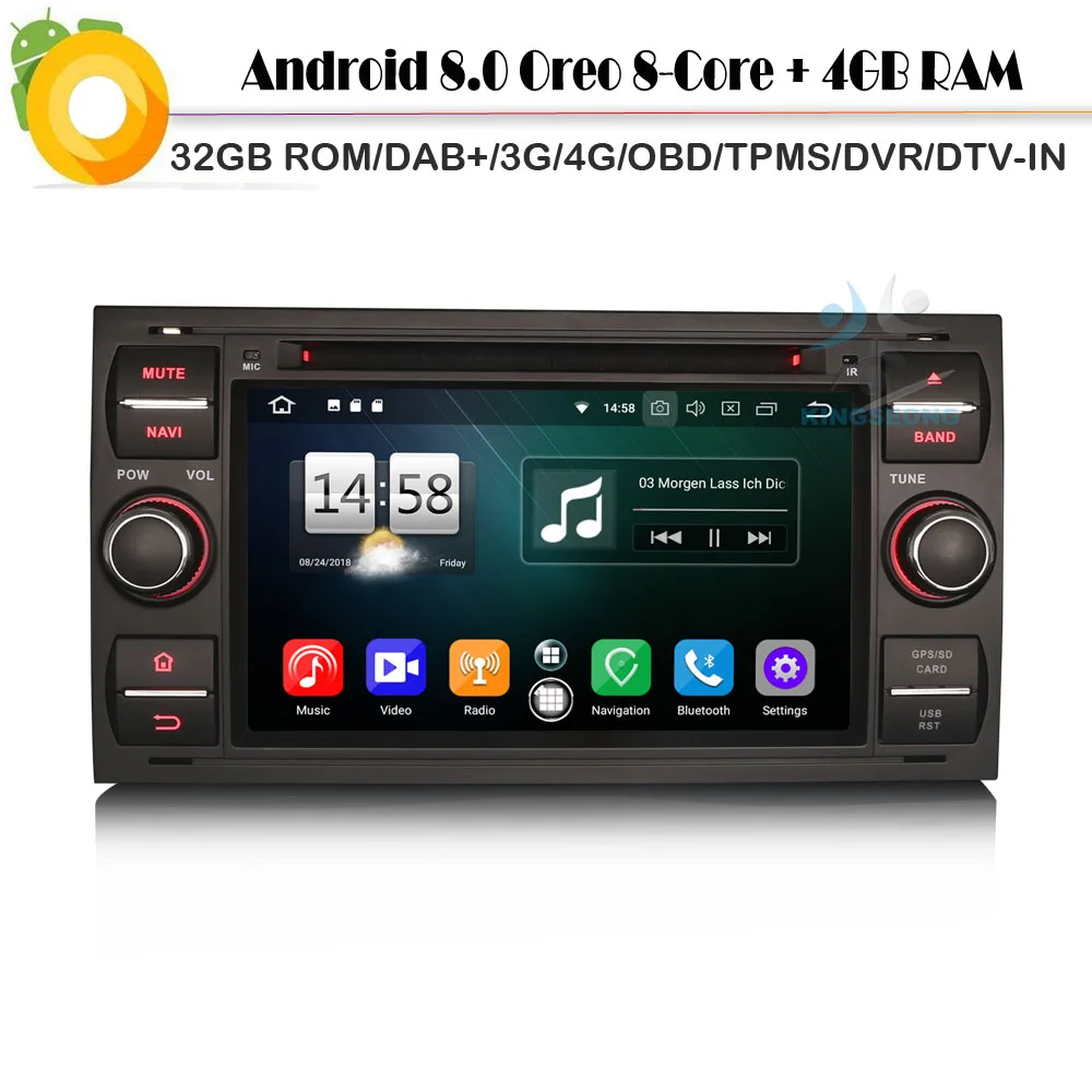 Восьмиядерный DAB + Android 8 0 Авторадио СБ Navi GPS DVR WiFi 4G DVD OBD BT автомобильный радиоплеер