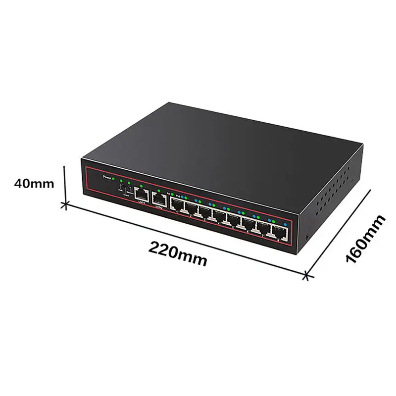 Diewu 10 Port Spoe Gigabit Ethernet Network Switch 10/100Mpbs Hub 8 Ports Poe Power Injector For Ip Camera(Eu Plug) | Компьютеры и