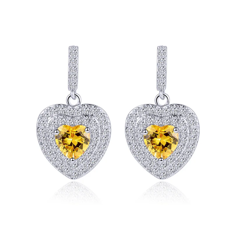 Серьги в форме сердца из серебра 925 пробы серьги стерлингового с бриллиантами для