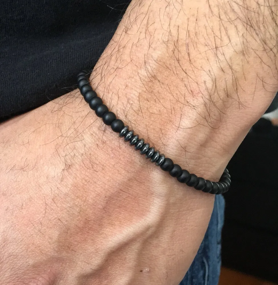 

New design men Bracelet Fashion charm Geometric hematite Classic 6mm Stone Bead Simple Bracelets For couples pulsera Jewelry