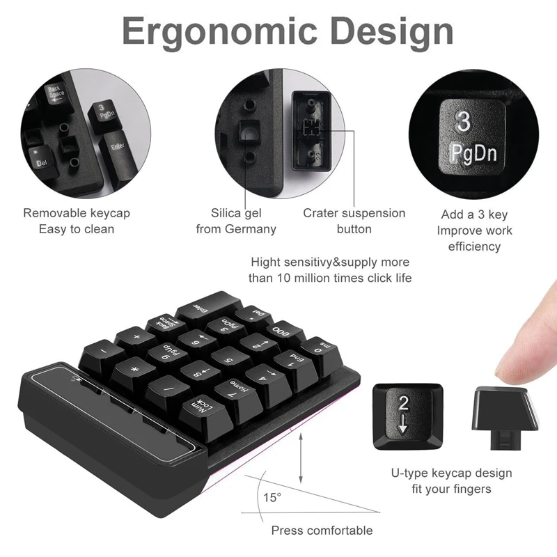 2 4G Беспроводная Bluetooth цифровая клавиатура Компьютерная Мини-Клавиатура |