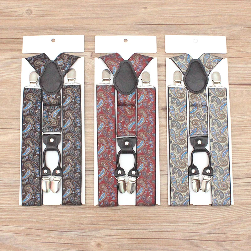 Men Suspenders Floral Paisley Printed Various Braces Classic 4 Clips High Elastic adjustable Casual Trouser Strap 3.5cm | Аксессуары для