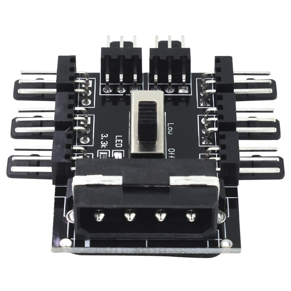 

HOT-PC 1 to 8 4Pin Molex Cooler Cooling Fan Hub Splitter Cable PWM 3Pin Power Supply Speed Controller Adapter For PC Mining