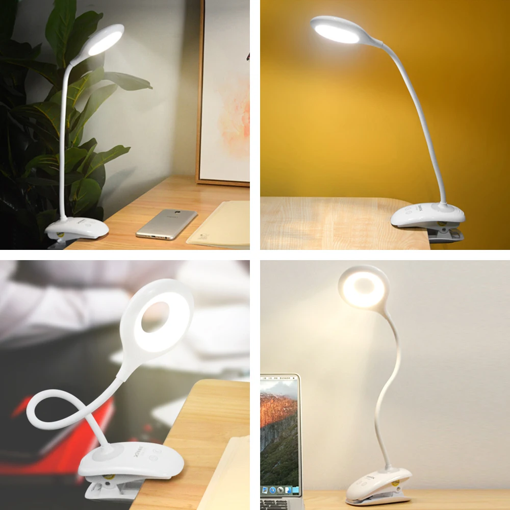 Led Clip Flexible Desk Lamp With Night Light Moderntouch Switch Dimmer Rechargeable 18650 Battery Usb Table Lamps | Лампы и освещение