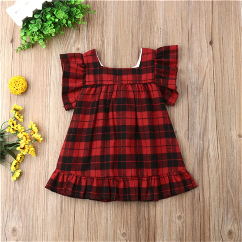 Summer Fashion Plaid Toddler Kids Baby Girls Bow Princess Party Dress Sundress Clothes Newborn Girl 1-6T O-neck | Детская одежда и