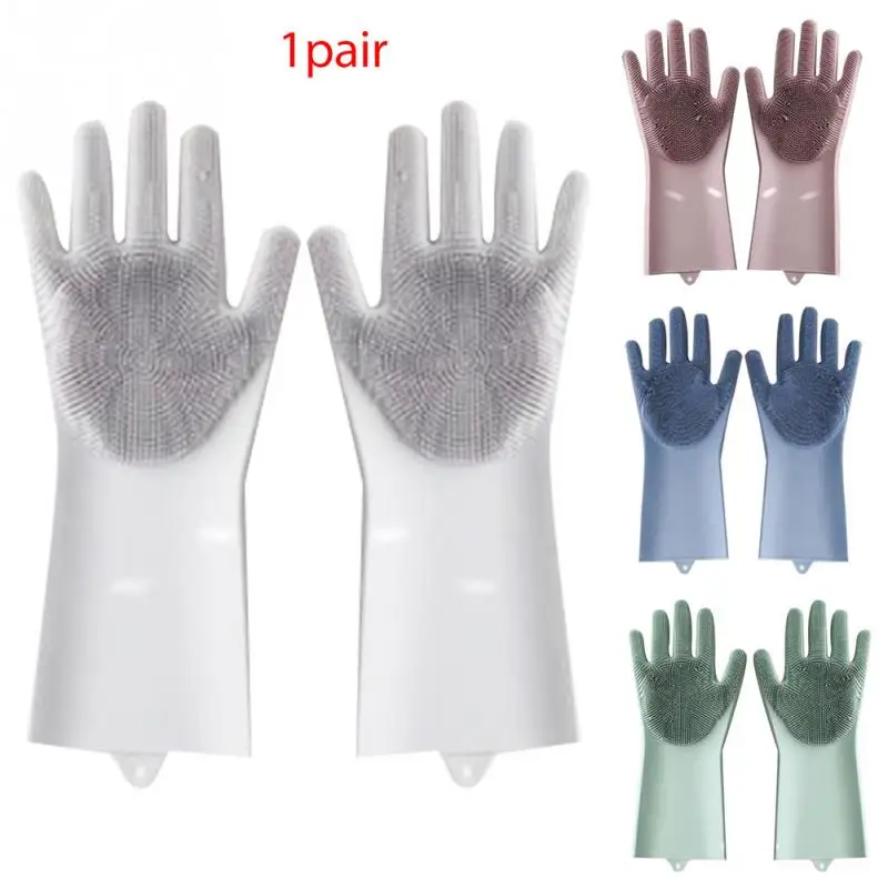 1 пара многоцелевой силиконовый магический скруббер перчатки для чистки Sova |