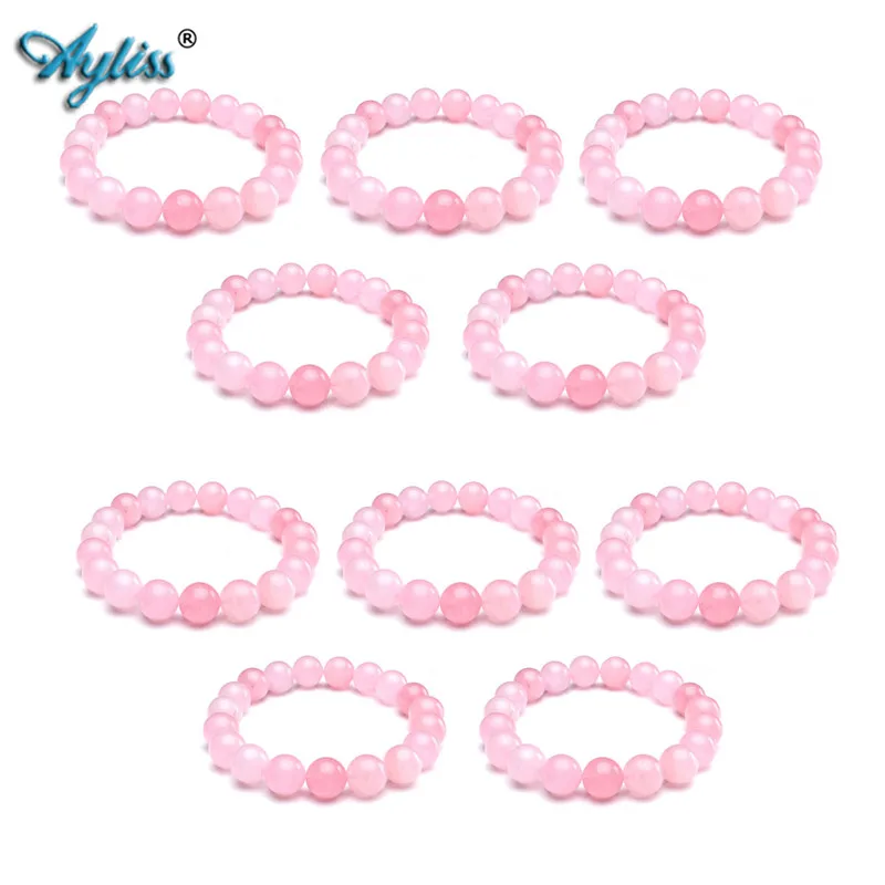 

Ayliss Hot Wholesale 5pcs/10pcs Womens Natural Gem Stone Round Beads Healing Crystals Reiki Chakra Balancing Stretch Bracelets