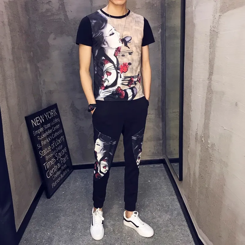 2019 весна лето размер M 5XL мужские комплекты Спортивный костюм футболки Chandal Hombre 2