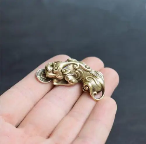 Китайская старая Чистая латунь God beast pixiu Маленькая подвеска коллекционные вещи |