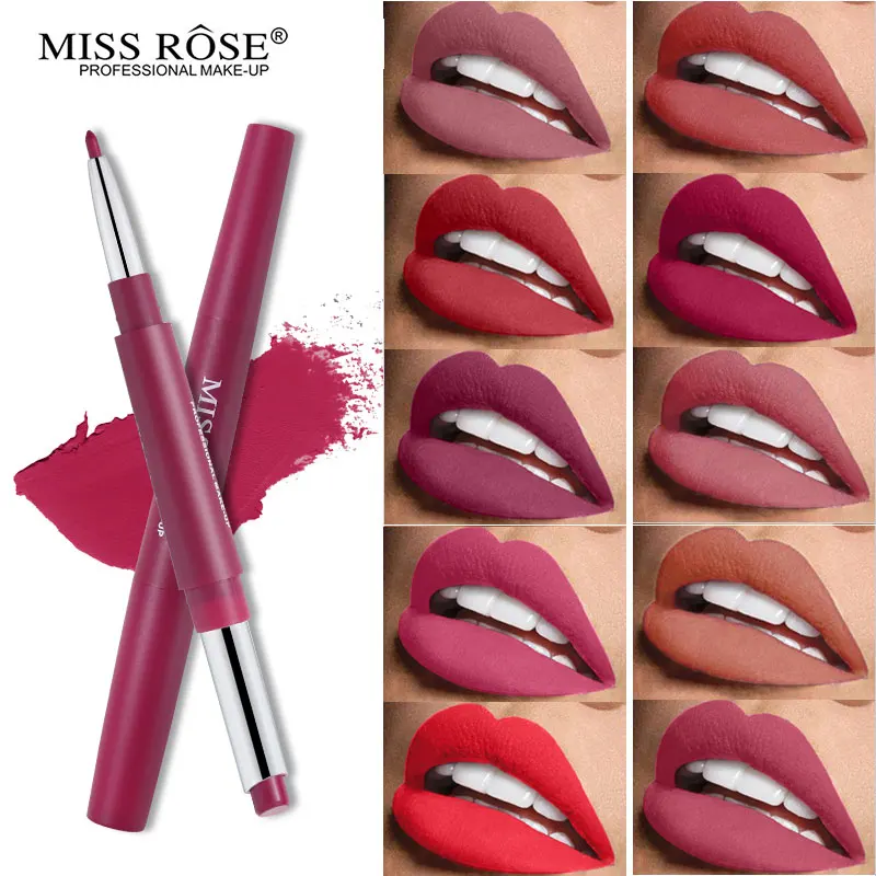 Губная помада Miss Rose с двойным концом + набор карандашей для губ Шелковистые