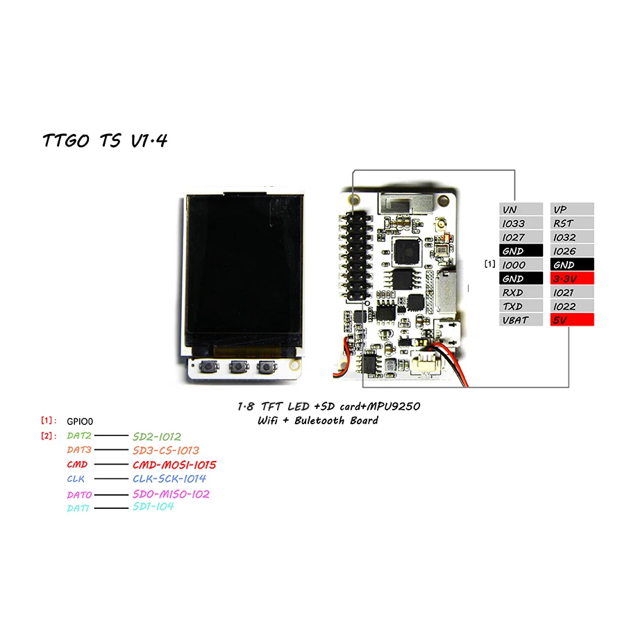 Ttgo Ts V1.4 Esp32 Tft Microsd слот для карты колонки Mpu9250 Bluetooth Wifi модуль | Электроника