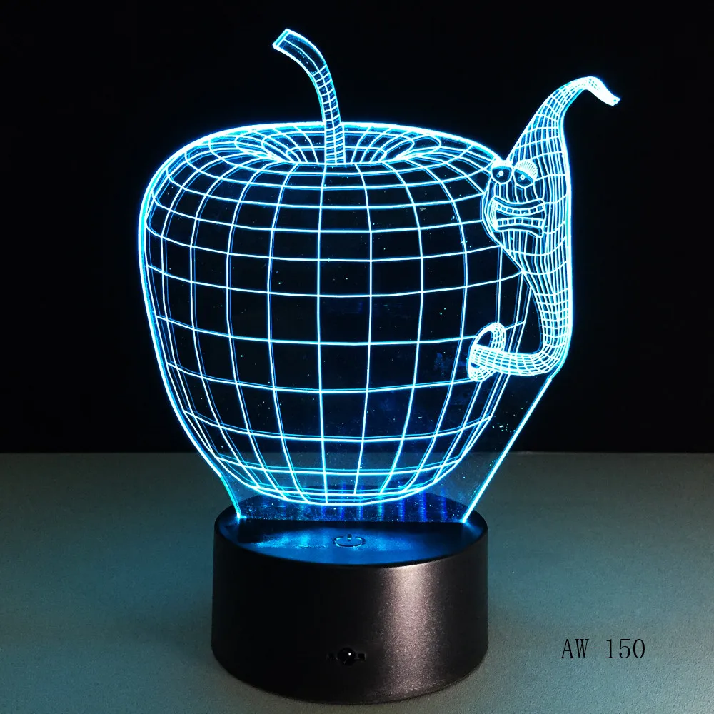 Корейский мультяшный 3d Apple и телефон цветная светодиодная Ночная лампа меняющие