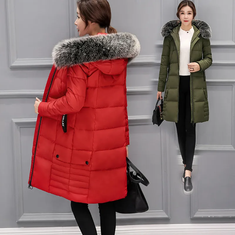 2017 New Korean Version of the Thick Fashion Slim Down Big Fur Collar Coats Women in Long Section Women's down Jacket | Женская