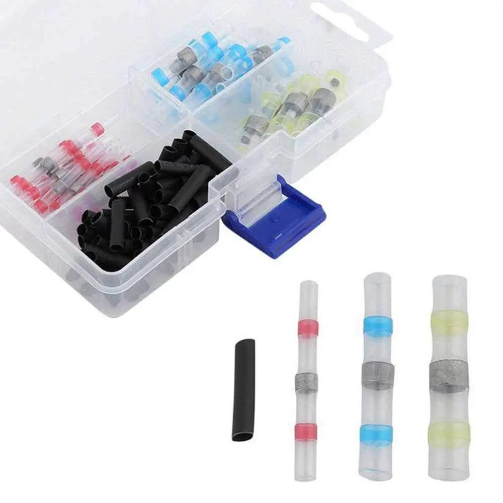 100pcs/set Waterproof Intermediate Cable Terminal+Heat Shrink Casing Sleeve Heat Butt Wire Crimp Connector | Обустройство дома