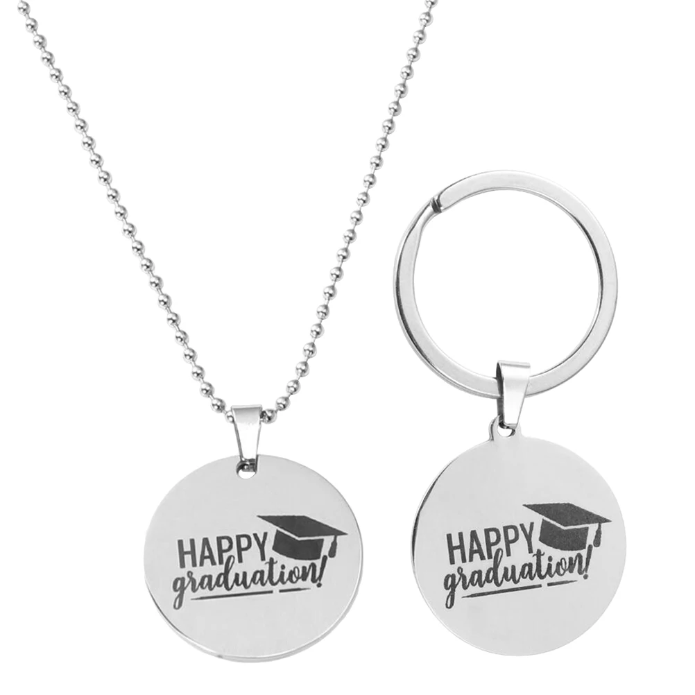 2 шт брелок из нержавеющей стали счастливый Выпускной круглый подвесной кулон