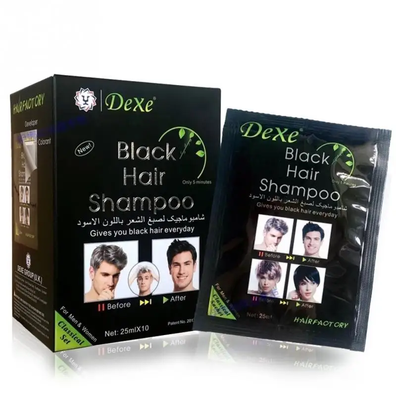 10 шт./лот Dexe косметический бренд черный шампунь для волос всего 5 минут серая