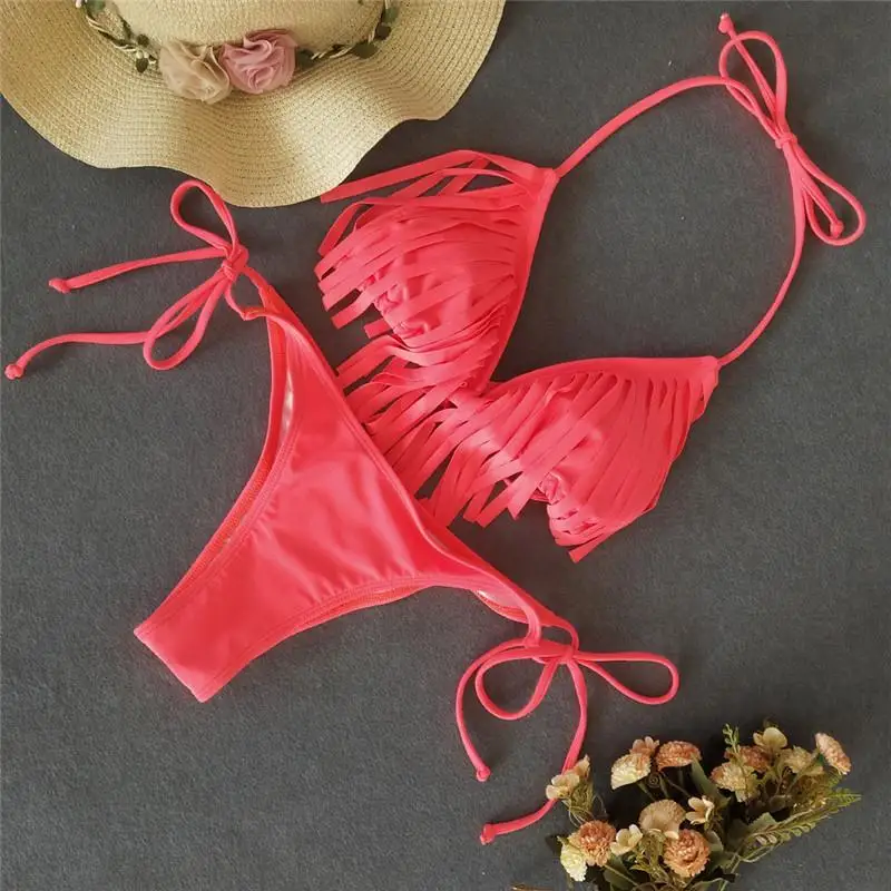 Куркума неоновый бикини с кисточками 2019 микро сексуальные стринги петелькой