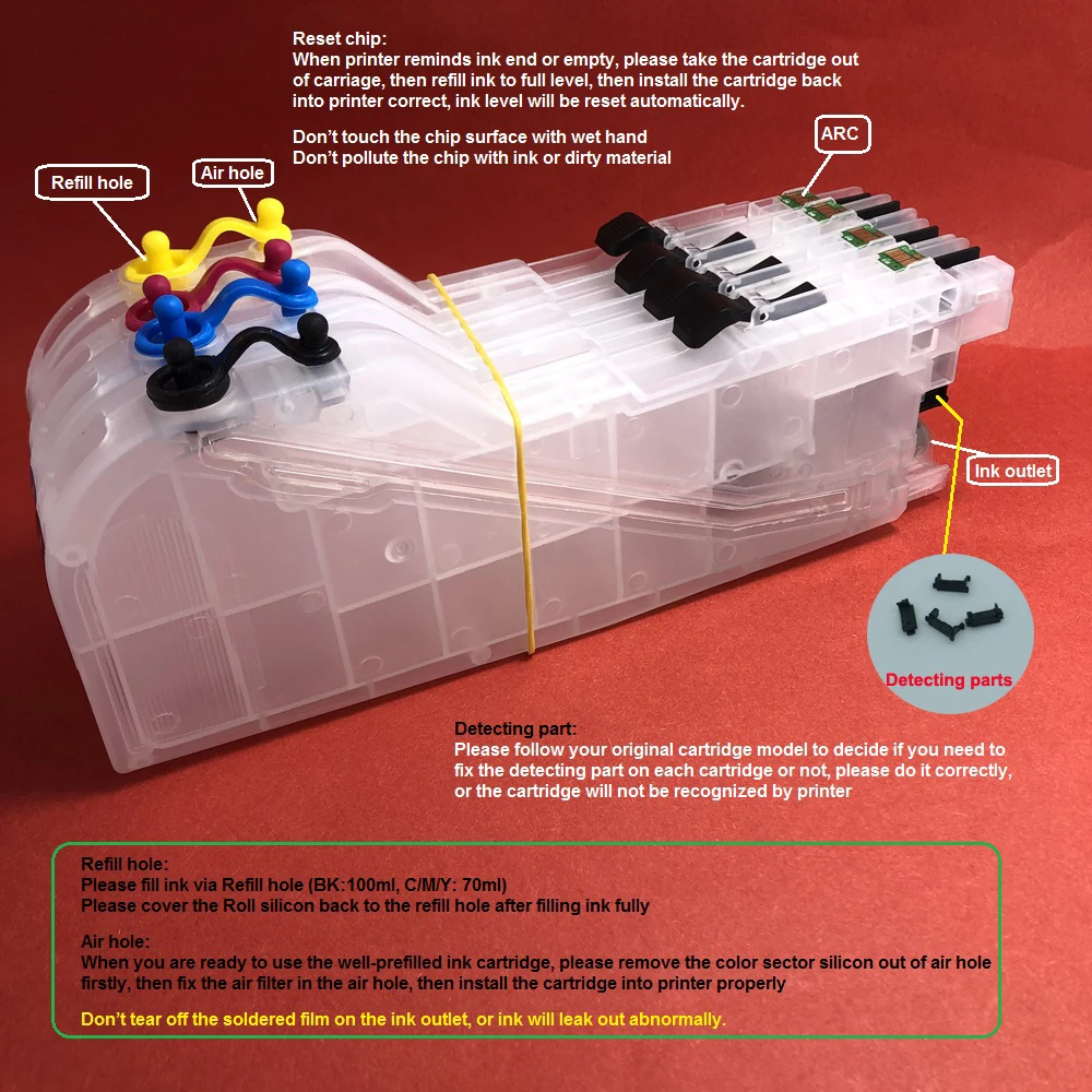 

YOTAT Long Refillable LC113 with ARC Chip ink cartridge for Brother MFC-J4510N/J4810DN/J4910CDW /J6770CDW/J6975CDW/J6970CDW etc.