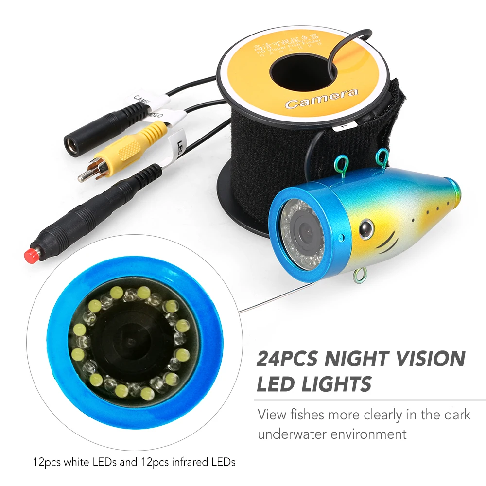 買取 1200TVL 水中釣りカメラ 24 Led がナイトビジョン防水魚の形ボート氷釣りカメラアクセサリー