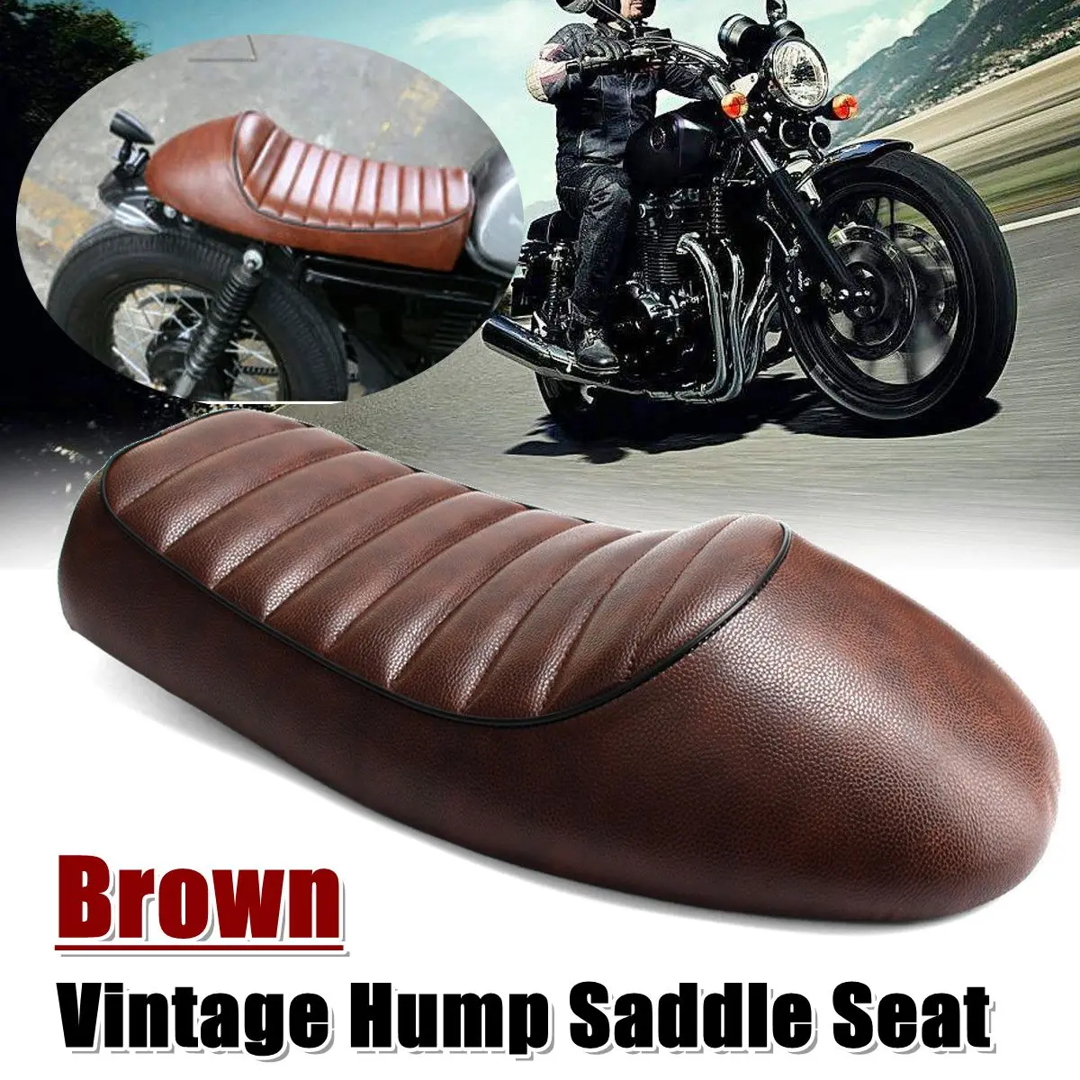 

Brown Motorcycle Cafe Racer Hump Saddle Seat Cushion For Honda CB For Suzuki GS For Yamaha-XJ