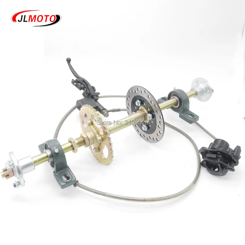 

610mm Rear Axle Assy With 428# 37T Sprocket 160mm Disc Brake UCP204 Bearing Fit For DIY Buggy Bike Parts