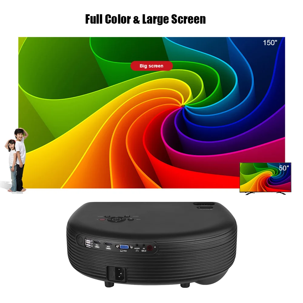 Светодиодный проектор Full HD ЖК 1080P с Sup портом ed 50000 часов работы 3200 лм 2 * HD/ USB/ VGA/