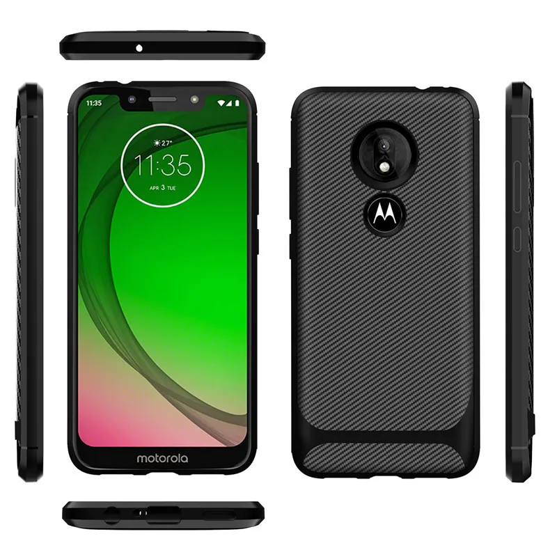 Чехол из углеродного волокна для Moto Z4 Play G7 Plus мягкий ударопрочный чехол ТПУ с