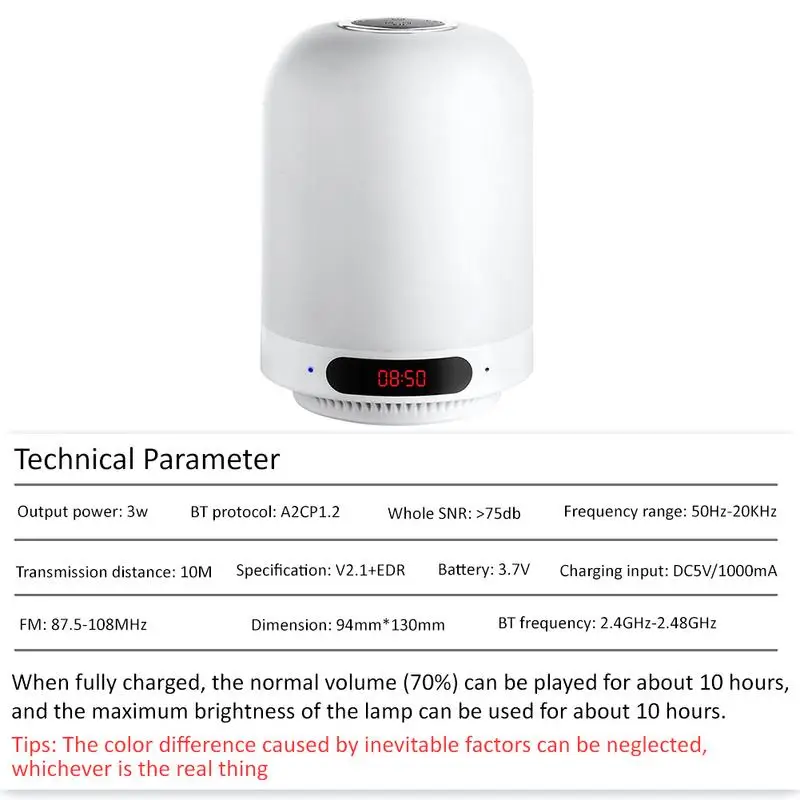 Портативный прикроватный светильник ночник Bluetooth динамик современный простой