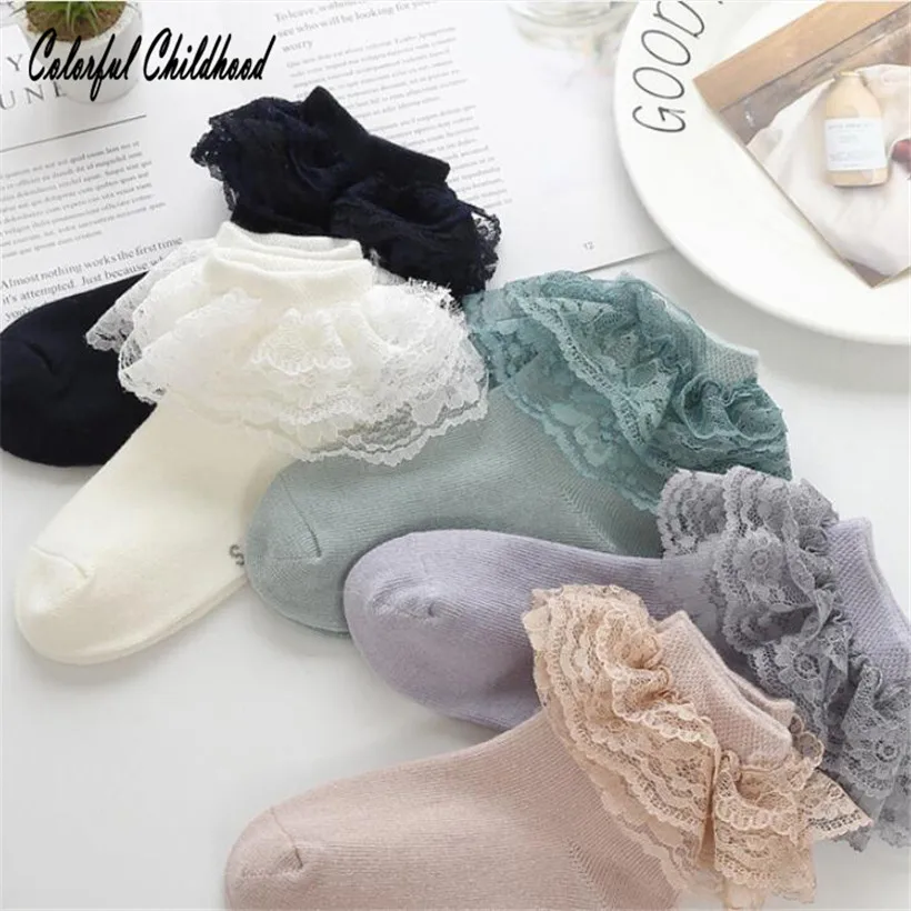 

0-12Y girls socks lace ruffle layers dance sock/shoe winter thick warm frilly Ankle socks princess elegant girl cozy sock warmer