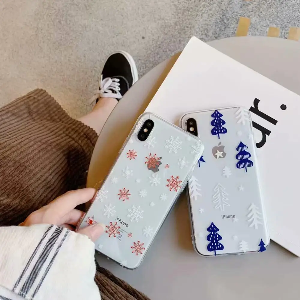 JONSNOW роспись чехол для iPhone 8 7 плюс 6 6s Рождественская елка снежинка Мягкий
