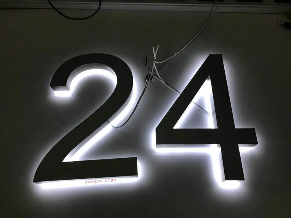

Custom outdoor 3d for signage backlit stainless steel lighted house number with illumination
