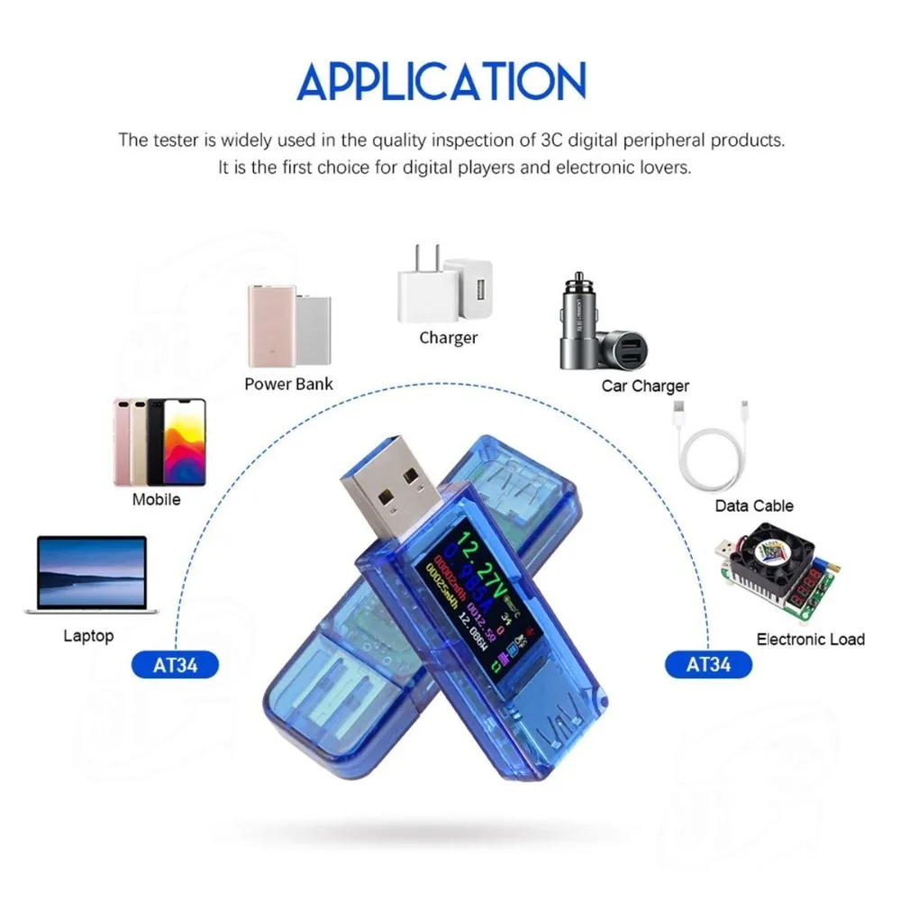 Usb 3 0 Вольтметр Амперметр измеритель напряжения тока с нагрузкой 25 Вт 35 Ld25 Hd35