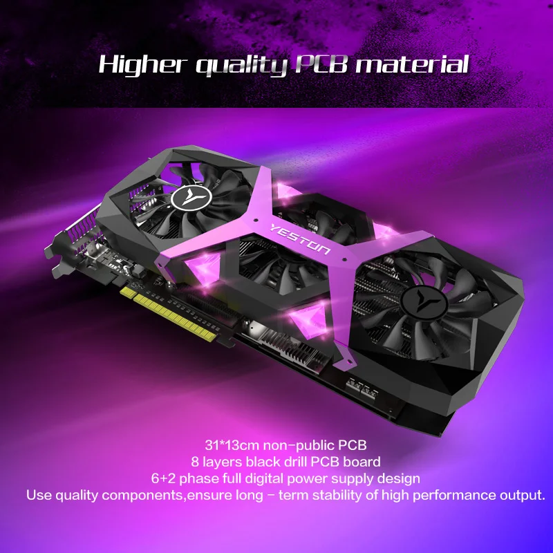 Yeston Radeon Rx590 8G Gddr5 256Bit Pci Express X16 3.0 Video Gaming Image Card Dvi+Hdmi+3Xdp For Desktop | Компьютеры и офис