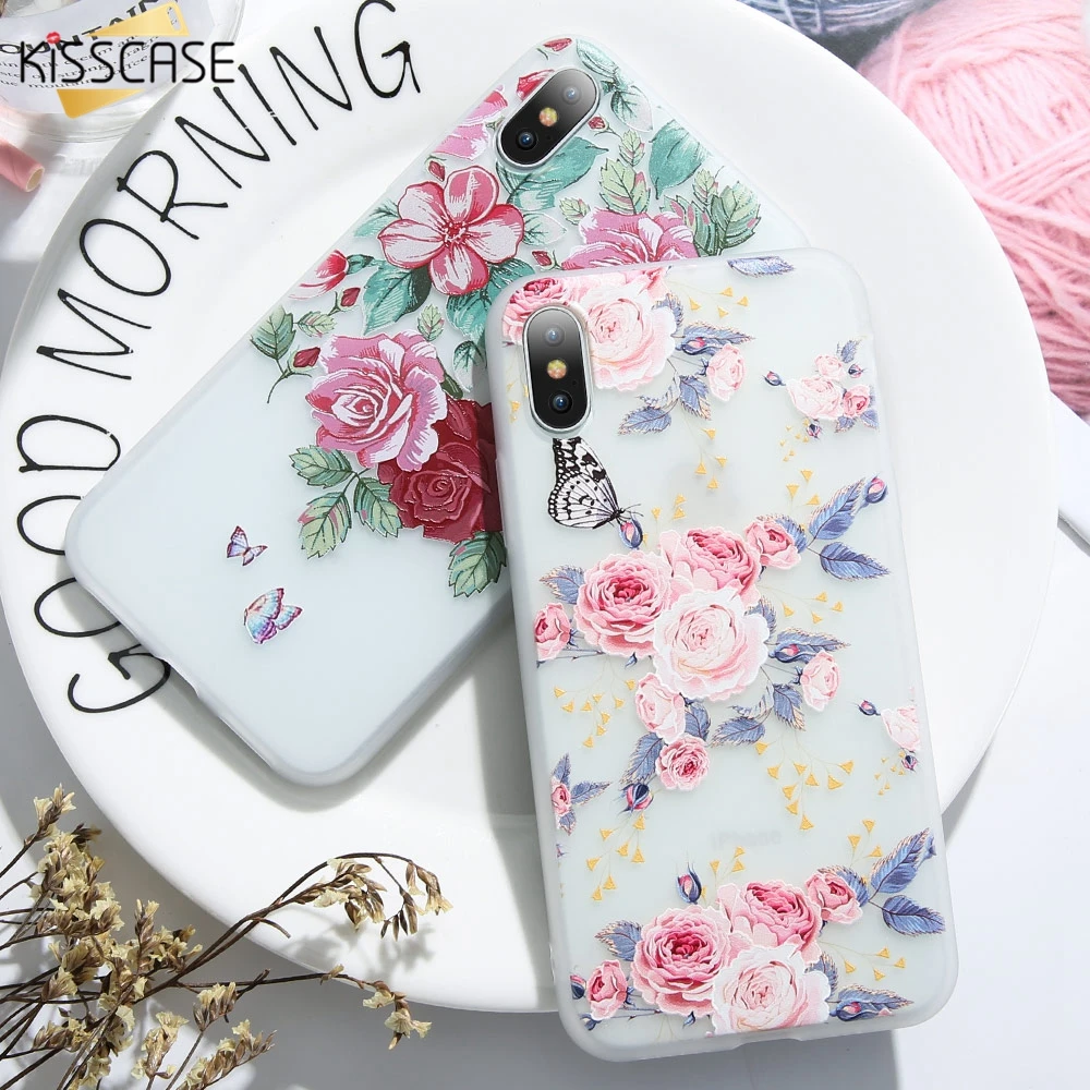 Силиконовый чехол KISSCASE 3D для iPhone 7 6 s 8 Plus 5S X Xr Max мягкий Funda |